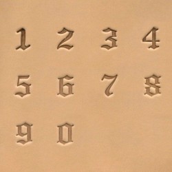 Leather stamps set of numbers - Old English