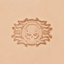 Pictorial 3D Stamp Skull Cross Flame