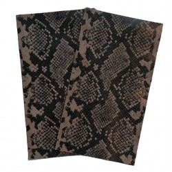 Python Print Embossed Cowhide Leather (2pcs) - Brown